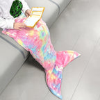 1pc Mermaid Tail Blanket - Glowing Plush Mermaid Wearable Blanket, Suitable For Teen Girls, Teens Adults All Seasons Soft Flannel Fleece Comfortable Blanket Mermaid Unicorn Sleeping Bag, Suitable For Birthday Decoration