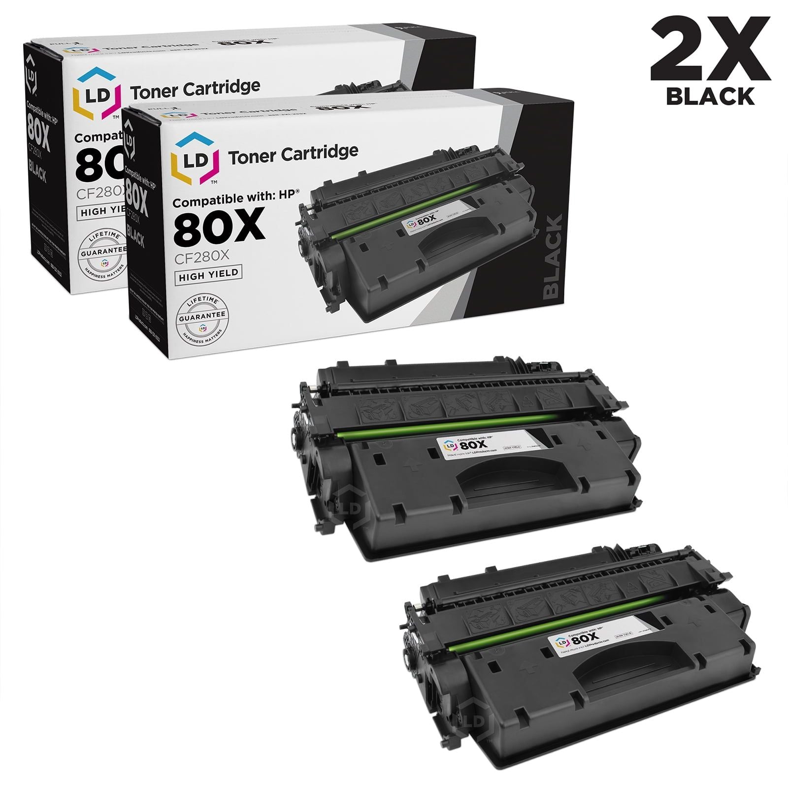 LD ? Compatible Replacements for Hewlett Packard CF280X (HP 80X) 2PK HY Black Toner Cartridges for Laserjet Pro 400 M401dn, 400 M401dne, 400 M401dw, 400 M401n & 400 M425dn