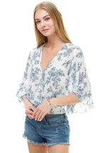 LONG SLEEVE SURPLICE FLORAL TOP | FEMSTYLO - SJB-DIAMOND ELITES
