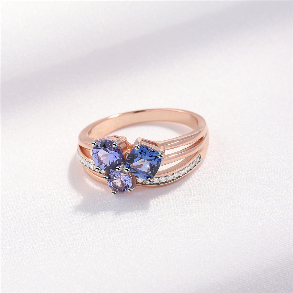Sterling Silver Tan Sang Rose Gold Color Separation Plating Ring Pi-Mart