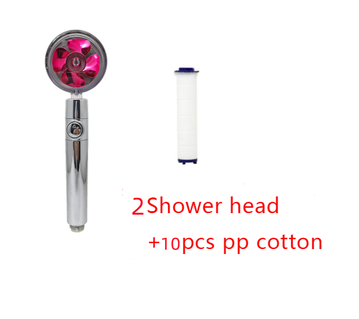 Shower Head Water Saving Flow 360 Degrees Rotating With Small Fan ABS Rain High Pressure Spray Nozzle Bathroom Accessories