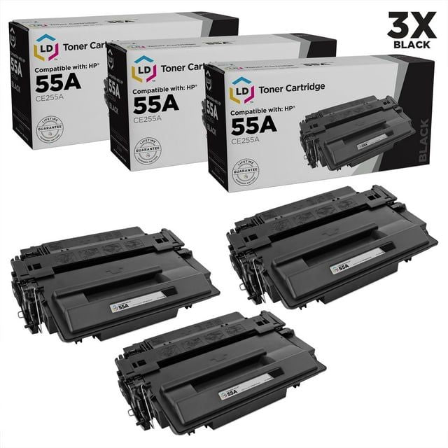 LD Compatible Replacement for HP 55A CE255A Black Toner Cartridge 3-Pack for 500 MFP M525dn, 500 MFP M525f, flow MFP M525c, M521dn MFP, MFP M521dw, P3010, P3015, P3015d, P3015dn, P3015n, P3015x