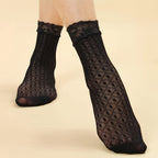 5 Pairs Fashion Thin Floral Lace Socks, Comfy & Breathable Short Socks, Women's Stockings & Hosiery Lootquake LLC