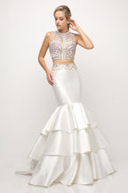 Beaded bodice 2 Piece Mermaid Gown Purplish Diva
