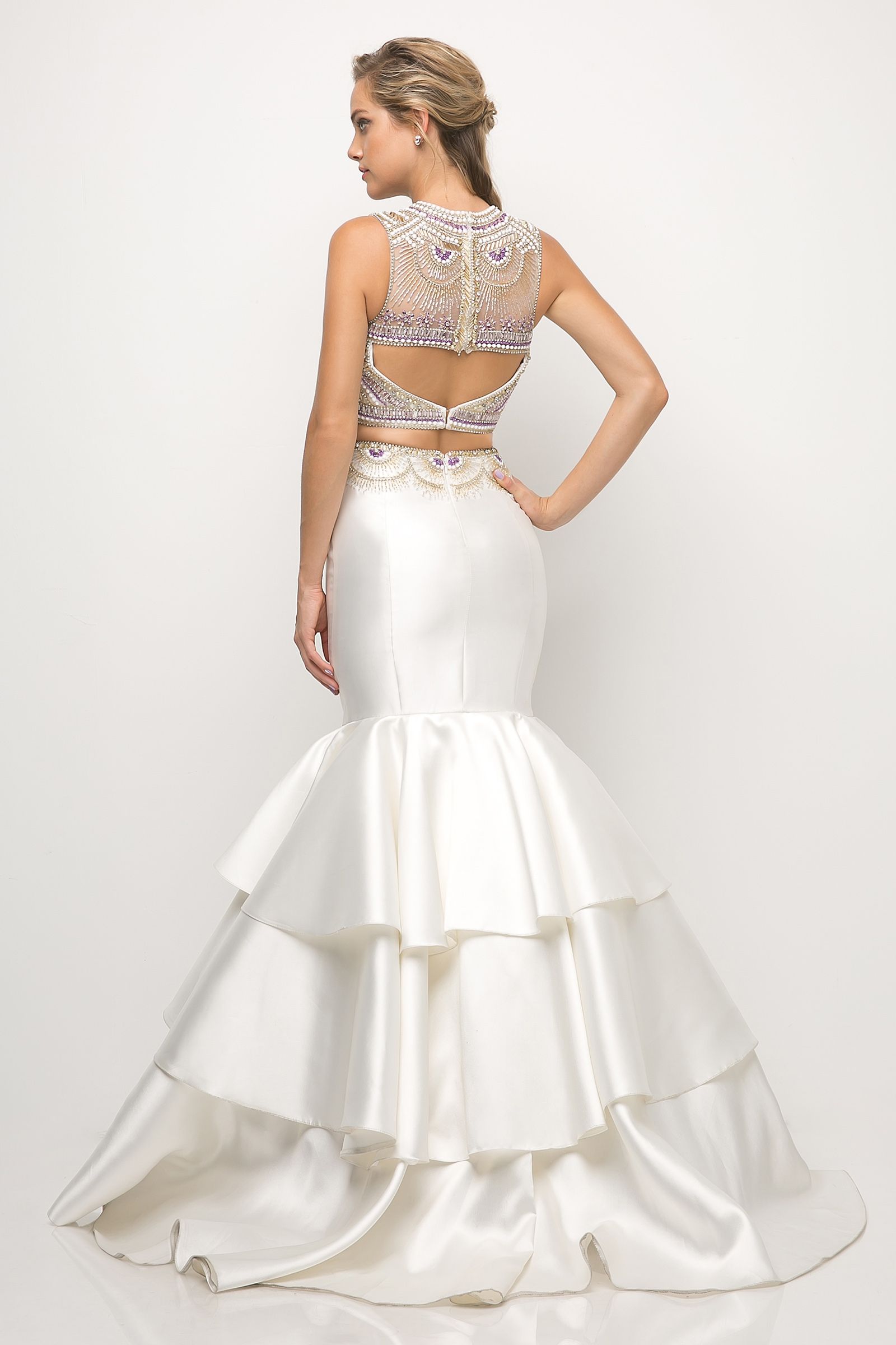 Beaded bodice 2 Piece Mermaid Gown Purplish Diva