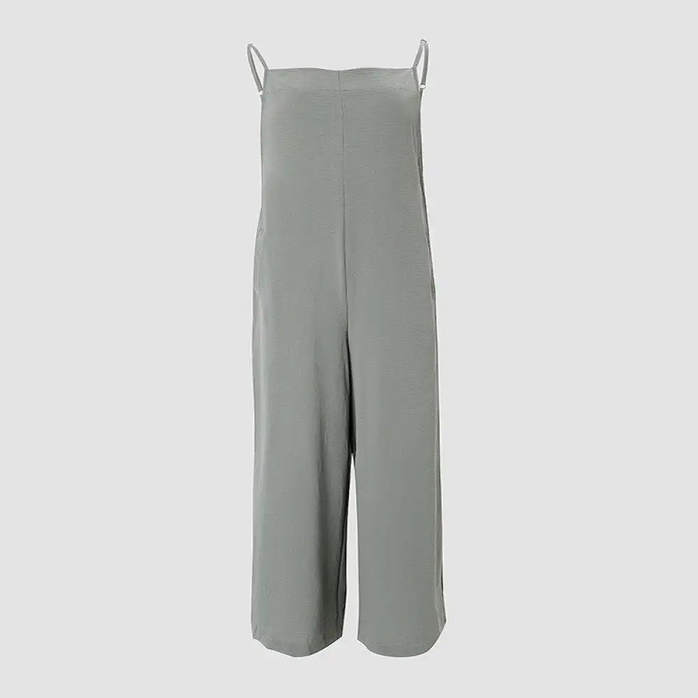 Women's Sleeveless Jumpsuit With Pockets And Adjustable Shoulder Strap Fashion Loose Wide Leg Straight Overalls Summer Beach Trousers - SJB-DIAMOND ELITES