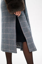Genuine Polar Fox Fur Virgin Wool Wrap Coat - SJB-DIAMOND ELITES