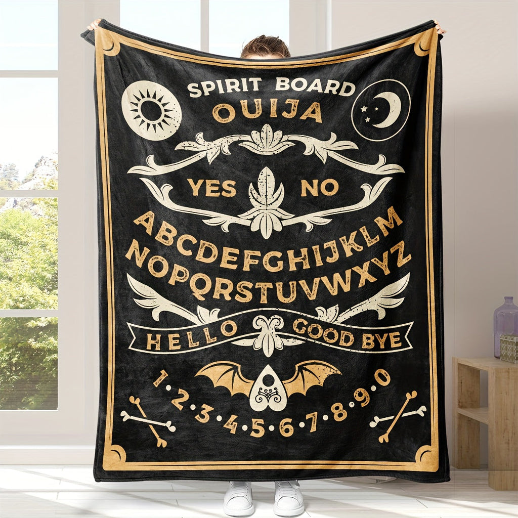 1pc Ouija Spirit Board Design Throw Blanket, Polyester Digital Print, Charming Style, Perfect Birthday Gift, Cozy Nap Blanket Lootquake LLC