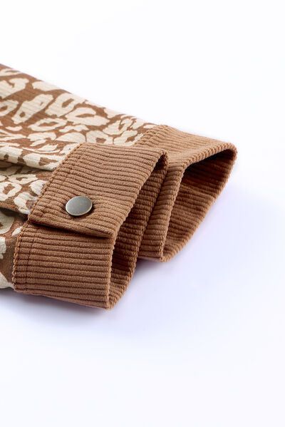 Leopard Print Drop Shoulder Jacket with Button-Up Closure Beautiful Unique Design Winter Jacket Stevvex