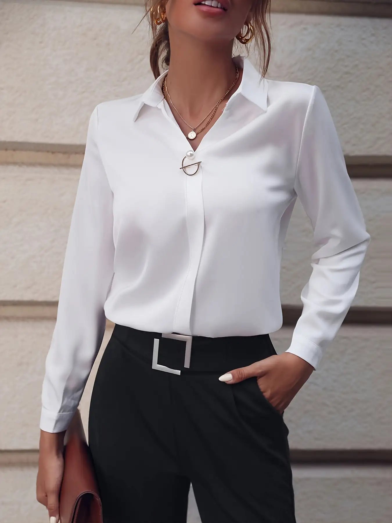 Fashionable Elegant Business Style Long Sleeve Shirt With Pearl Button - SJB-DIAMOND ELITES