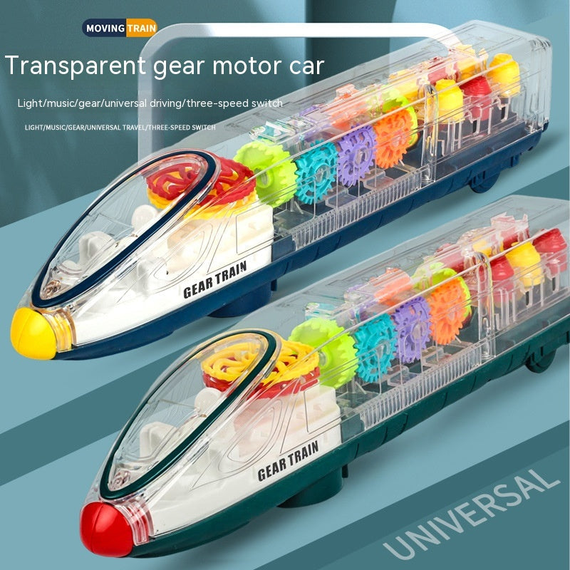Transparent Gear Motor Car CRH Harmony Electric Universal Light Children's Educational Toys Pi-Mart