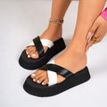 Crossed-straped Thick Bottom Slippers Summer Casual Seaside Vacation Beach Shoes For Women Fashion Sandals Pi-Mart