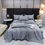 Contemporary Ice Silk Summer Quilt, Premium Cool Touch Washable Comforter, Simple Air Conditioning Blanket, Polyester Fiber Filling, Plain Weave, Machine Washable - Dream Life Design Lootquake LLC