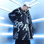 Winter Splash Ink Graffiti Padded Jacket Men Thicken