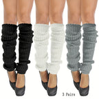 3 Pairs Of Ribbed-knitting Leg Warmer, Fashionable Winter Thermal JK Streetwear Casual Long Leg Warmer Socks For Women And Girls Lootquake LLC