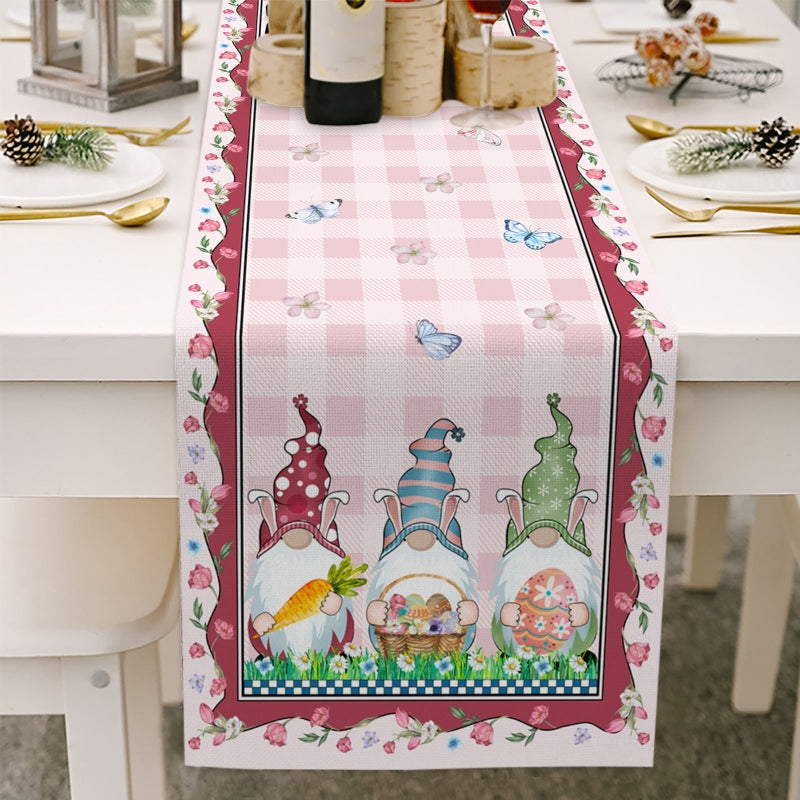European Easter New Flower Egg Light Green Checkered Table Flag Pi-Mart
