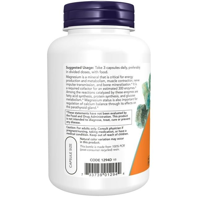 NOW Supplements, Magnesium Citrate, Enzyme Function*, Nervous System Support*, 120 Veg Capsules EasyOptionXY LLC