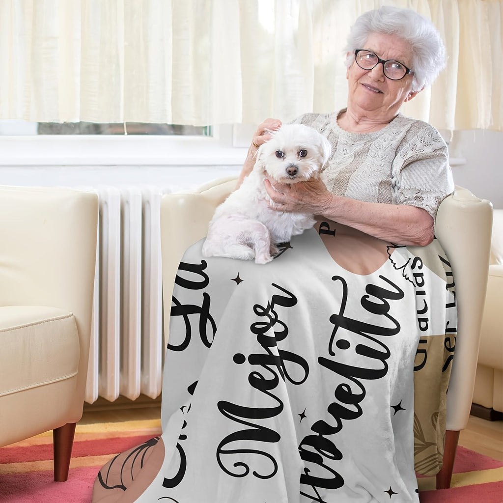 1pc Spanish Gifts For Grandma Blanket Soft Flannel Sofa Blanket Memorial Day Gift Blanket Cozy Flannel Throw Blanket Warm & Comforting Bedroom Home Decor
