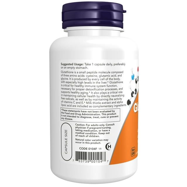 NOW Supplements, Glutathione 500 mg, With Milk Thistle Extract & Alpha Lipoic Acid, Free Radical Neutralizer*, 60 Veg Capsules EasyOptionXY LLC