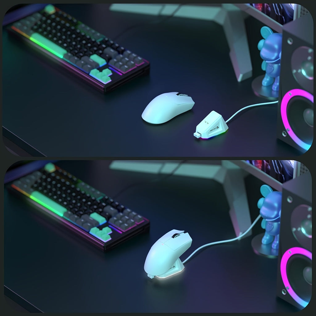 Lightweight Wireless Gaming Mouse X11 with RGB Charging Base, Tri-mode-2.4G/USB-C Wired/BT, Up to 22K DPI, PAW3311 Optical Sensor, HUYU for Switch, 5 Programmable Buttons, Suitable for PC/Mac White Lootquake LLC
