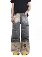 Niche Heavy Industry Washed Damaged Stitching Skinny Jeans Lootquake LLC