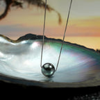 Natural Perfect Circle Strong Light Tahitian Black Pearl Pendant S925 Silver Necklace
