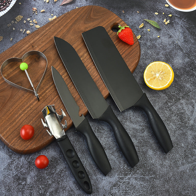 Steel Black Blade Five-piece Set Kitchen Knife Fruit Knife With Omelette Maker Peeling set Pi-Mart