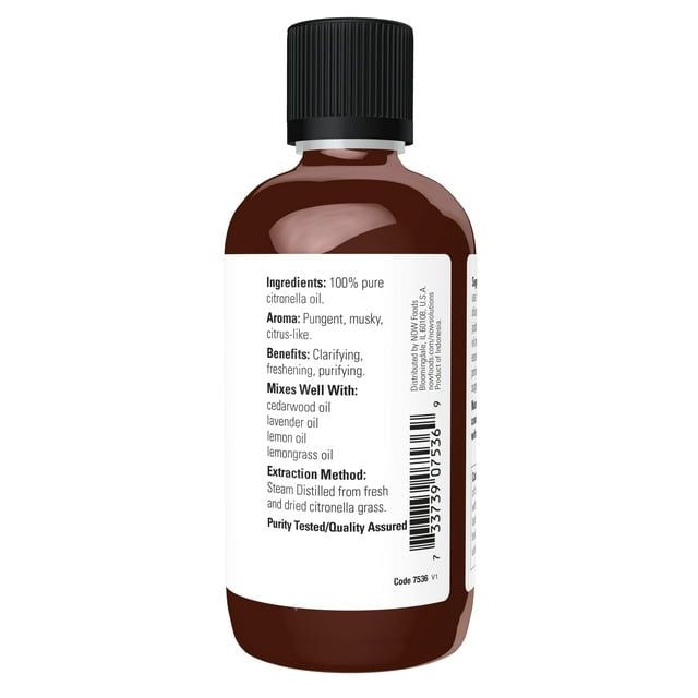 NOW Essential Oils, Citronella Oil, Steam Distilled, 100% Pure, Vegan, Child Resistant Cap, 4-Ounce EasyOptionXY LLC