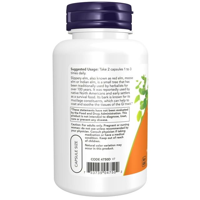 NOW Supplements, Slippery Elm (Ulmus rubra) 400 mg, Herbal Supplement, 100 Veg Capsules EasyOptionXY LLC