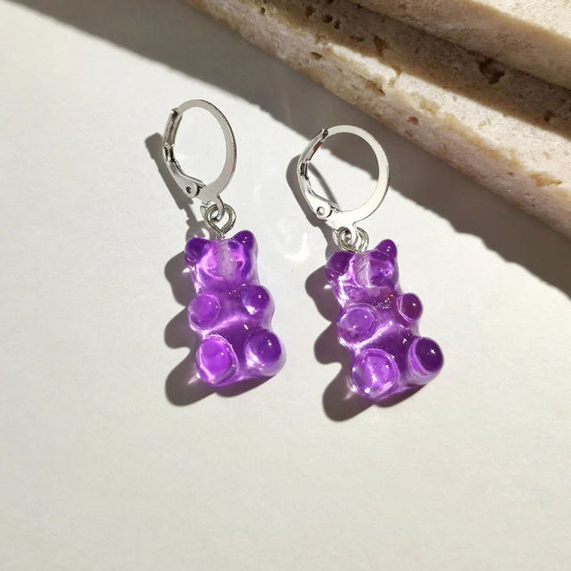 Cute Acrylic Gummy Bear Dangle Earrings Pi-Mart