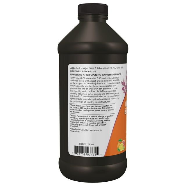 NOW Supplements, Glucosamine & Chondroitin with MSM, Liquid, Joint Health, Mobility and Comfort*, 16-Ounce EasyOptionXY LLC