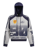 Men's Contrast Drawstring Zip-Up Hoodie