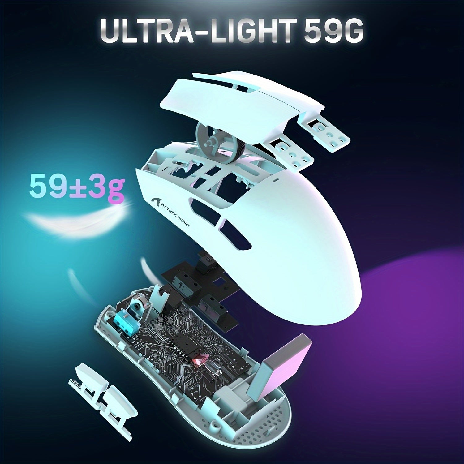Lightweight Wireless Gaming Mouse X11 with RGB Charging Base, Tri-mode-2.4G/USB-C Wired/BT, Up to 22K DPI, PAW3311 Optical Sensor, HUYU for Switch, 5 Programmable Buttons, Suitable for PC/Mac White Lootquake LLC