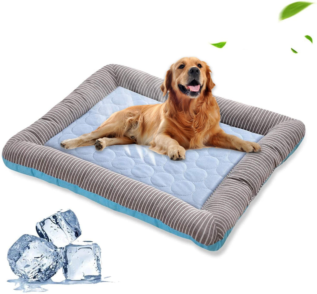 Pet Cooling Pad Bed For Dogs Cats Puppy Kitten Cool Mat Pet Blanket Ice Silk Material Soft For Summer Sleeping Pink Blue Breathable Pi-Mart