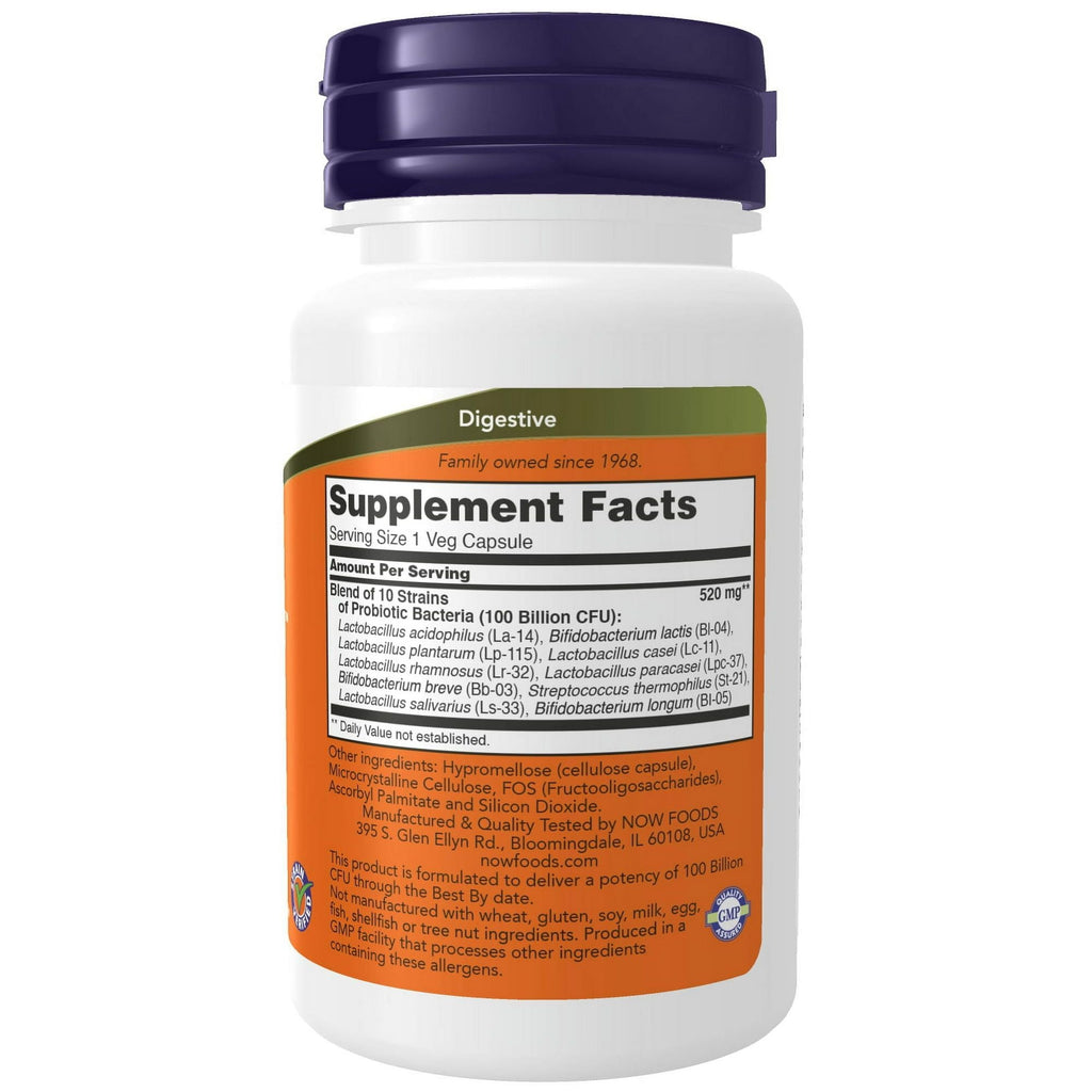 NOW Supplements, Probiotic-10?, 100 Billion, with 10 Probiotic Strains,Dairy, Soy and Gluten Free, Strain Verified, 30 Veg Capsules EasyOptionXY LLC