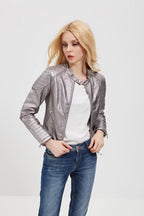 PU leather motorcycle leather jacket Pi-Mart