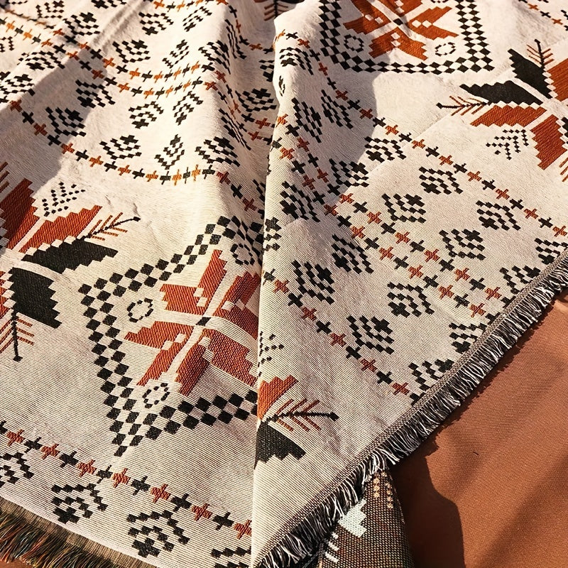 1pc 35.43inch *59.06inch Bohemian Carpet Picnic Mat, Outdoor Mat Camping Supplies, Picnic Cloth & Sofa Blanket, Moisture-proof Mat Ethnic Style Household Goods