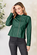 Women Classic Neck Zip-Up Jacket For Everyday Wear Elegant Girls Jacket Stevvex