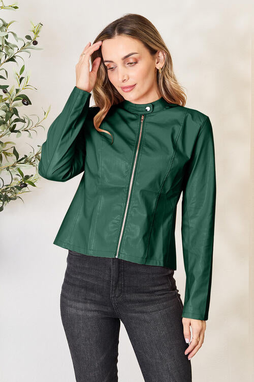 Women Classic Neck Zip-Up Jacket For Everyday Wear Elegant Girls Jacket Stevvex