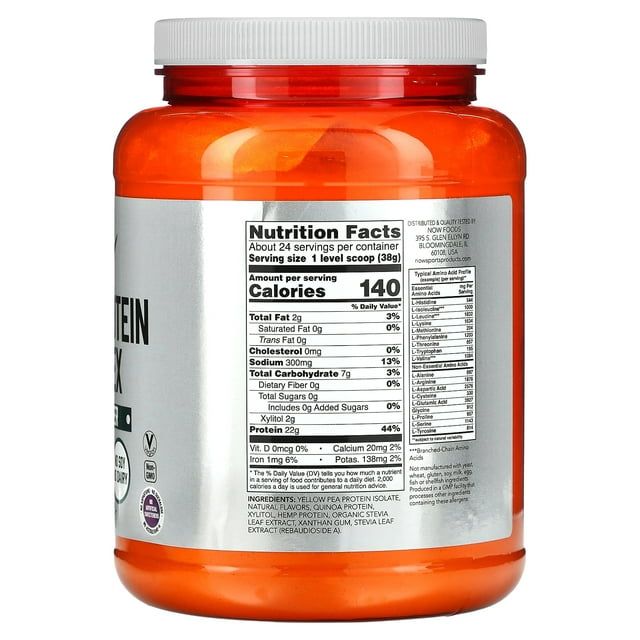 Now Foods Vegan Plant Protein Powder, Vanilla, 22g Protein, 2.0 Lb EasyOptionXY LLC