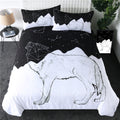 Three-piece Set Of Black And White Printed Bed Linen And Duvet Cover Pi-Mart