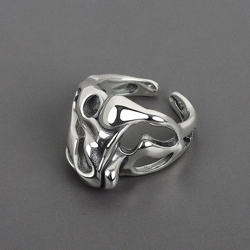 Silver Color Hollow Surface Bump Ring Pi-Mart