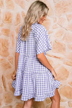 Lavendula Plaid Frill Tiered Mini Dress