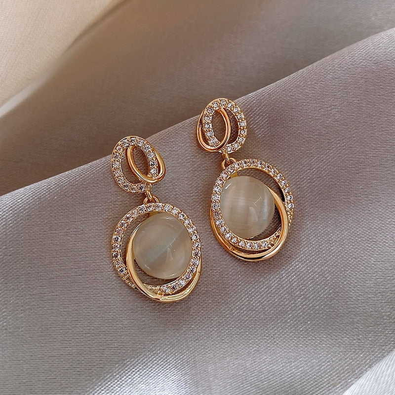 Circular Gold Drop Earrings Pi-Mart