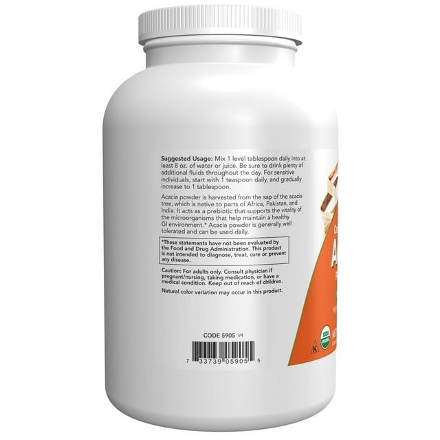 NOW Supplements, Acacia Pure Powder, Certified Organic, Highly Soluble, Mixes Easily, Intestinal Health*, 12-Ounce EasyOptionXY LLC