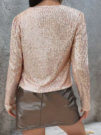 Elegant Women Full-Size Sequin Open Front Cropped Jacket With Glamorous Sparkle Luxury Women Party Jacket Stevvex