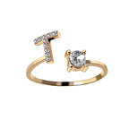 Adjustable 26 Initial Letter Ring Fashion Jewelry For Women Simple Elegant Jewelry Pi-Mart