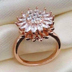 Rotating SUNFLOWER Full Diamond Sunflower Ring Pi-Mart
