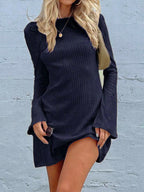 Elegant Backless Dress Round Neck Long Sleeve Mini Dress Stylish Party Girls Dress