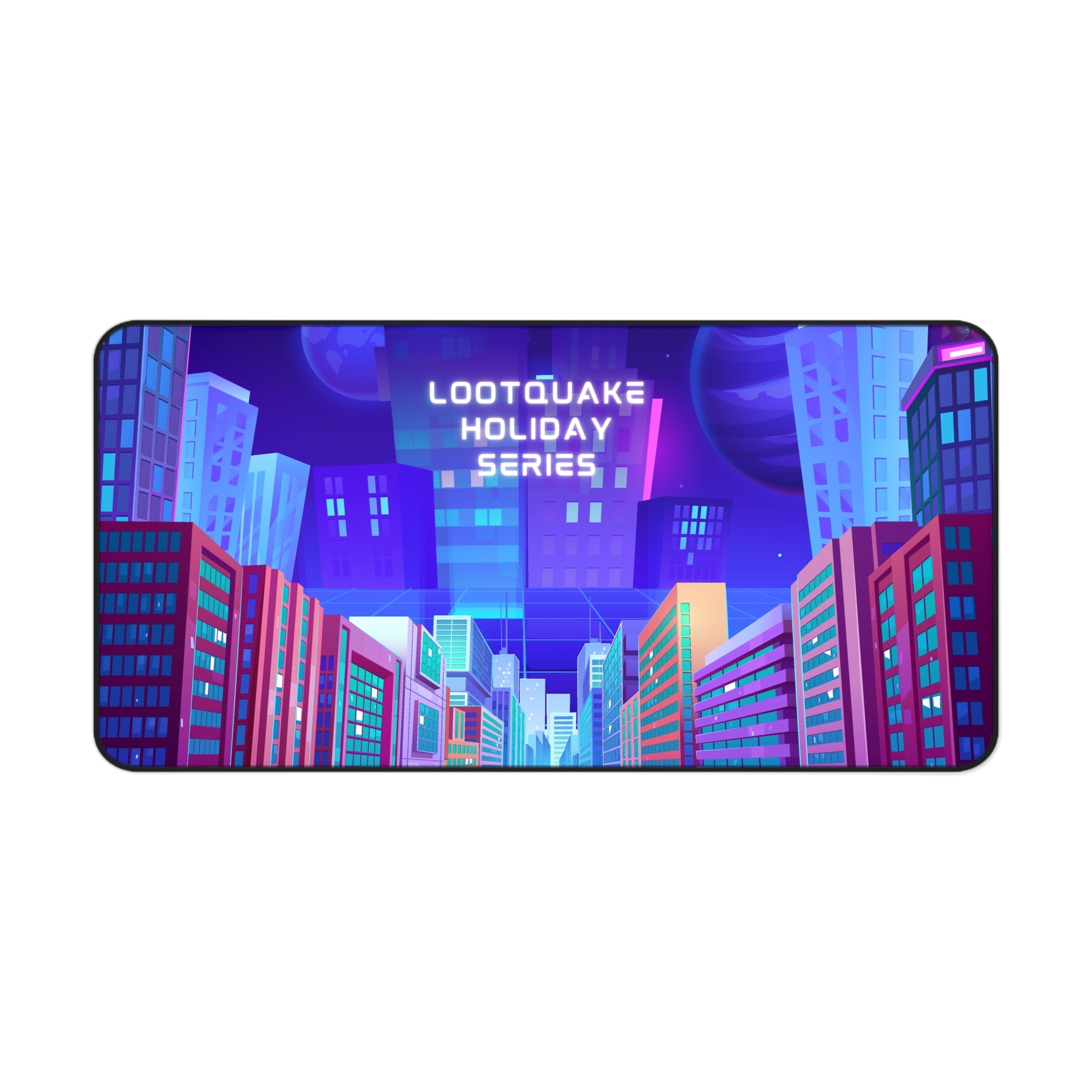 Cyber City Desk Mat — 'LootQuake Holiday Series' Gaming Mousepad Lootquake LLC